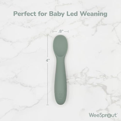WeeSprout baby spoons showing the short easy grip handle design for infants