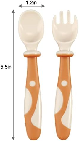 PandaEar flexible toddler spoons bent at different angles showcasing left and right handed use