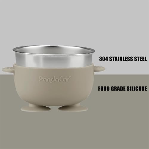 Top view of PandaEar divided stainless steel baby plate