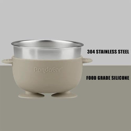 Top view of PandaEar divided stainless steel baby plate