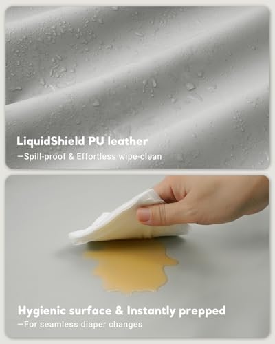 Close up of wipeable vegan leather texture on Navari changing mat