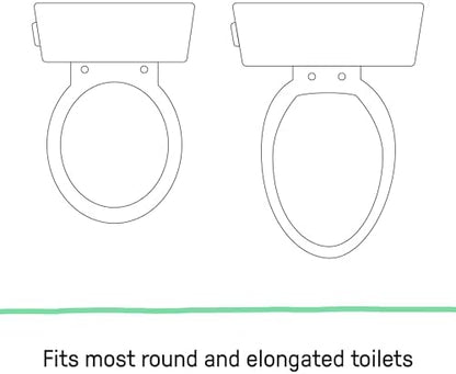 Ingenuity space saving toddler potty ring installed on an elongated toilet bowl