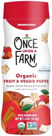 Once Upon A Farm USA imported baby food container showing crawler age guidelines.