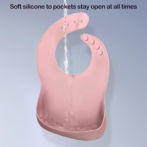 Eascrozn flexible silicone bib rolled up compactly for diaper bag storage
