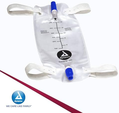 Latex-free vinyl urinary leg bag by Dynarex for discreet daily wear.