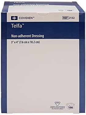 Individually wrapped sterile Telfa three by four inch ouchless cotton pads