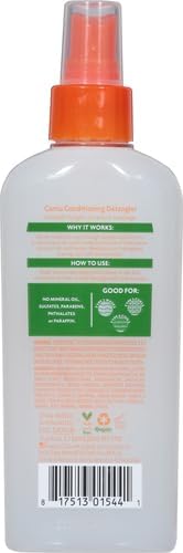Back label of Cantu kids conditioning detangler showing usage instructions and details