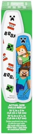 Assorted sizes of sterile children adhesive strips with Minecraft graphics spread out.