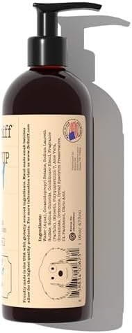 Close up of Dr. Sniff Bright Pup shampoo highlighting the paraben-free seal