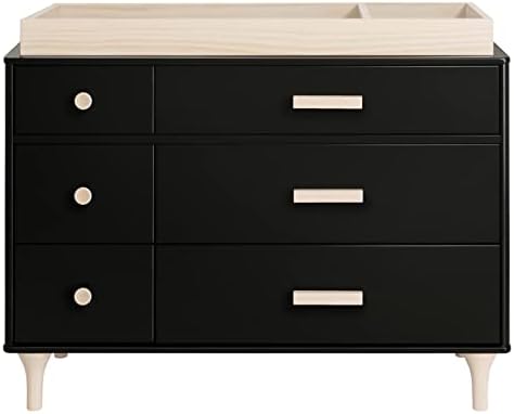 Side profile of Babyletto Universal Wide Removable Changing Tray on a dresser