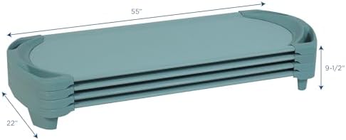 Stackable Angeles SpaceLine cots showing nesting design mechanism