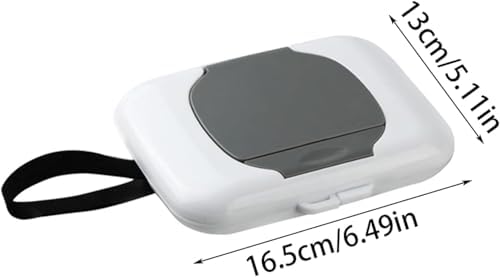 Reusable gray travel wipes case open with lid mechanism