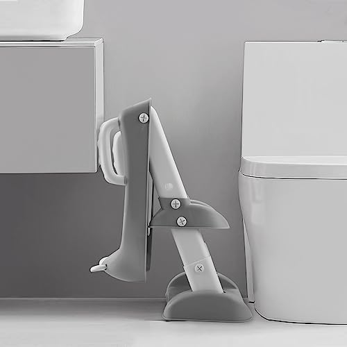 PandaEar step stool ladder trainer folded flat for compact space saving bathroom storage.