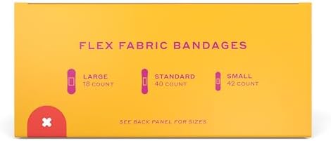 Back of the Welly bulk bandage package highlighting product dimensions, sizes, and latex-free certification.