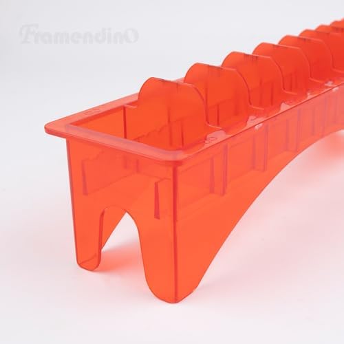 Framendino rectangular clipper guard holder tray showing compartment dimensions