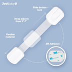Jool Baby child safety locks installed on kitchen cabinet