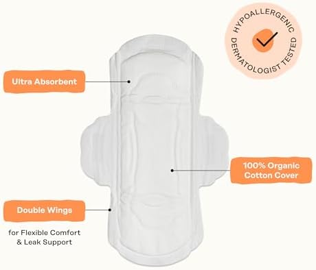 Back label of The Honey Pot regular pads showing ingredients and OCS certification