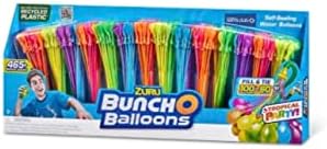 Fourteen multi colored recyclable plastic stems loaded with natural rubber water balloons