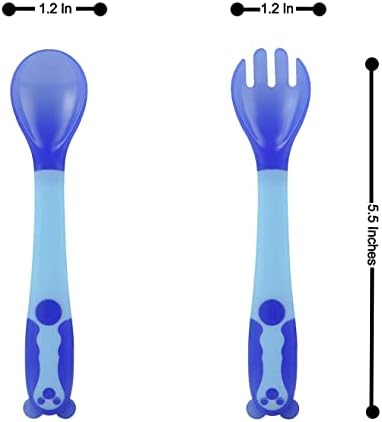 Adjustable colorful silicone toddler spoons showing flexible handle feature for easy grip