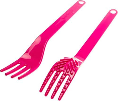 TalkTools Magenta Fork held for feeding assistance