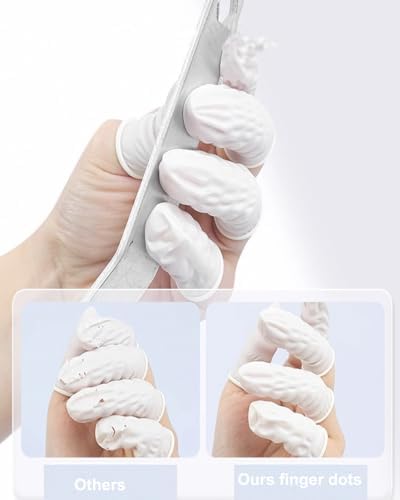 First aid finger protectors shielding a minor fingertip injury from dirt and moisture.