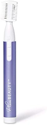 Plum Beauty women's facial hair remover showcasing the dual length comb guard.