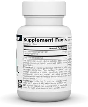 Source Naturals French maritime pine bark extract supplement label details and nutrition facts
