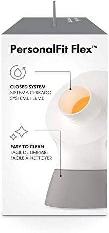 Side profile of Medela PersonalFit Flex connector illustrating the comfortable reclined pumping angle