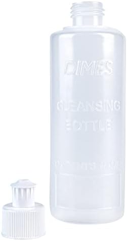 Three white Dimes perineal irrigation bottles with screw caps.