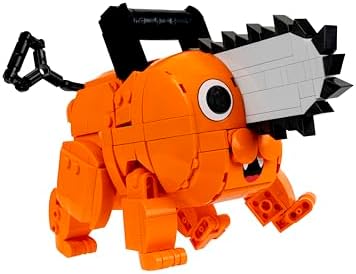 Demonstration of the six points of articulation on the collectible Pochita brick model