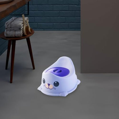 Top view of shamjina blue potty chair splash guard