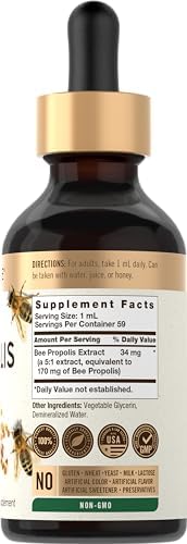 Carlyle Bee Propolis dietary supplement packaging back label showing ingredient list