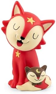 Tonies Bedtime Songs Audio Play Character placed on top of a Toniebox player