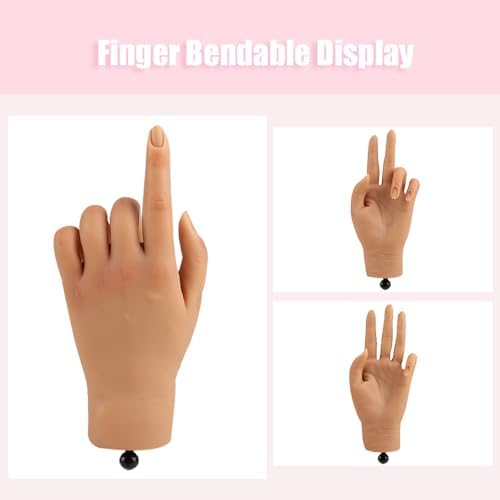 Side profile of bendable silicone nail practice hand