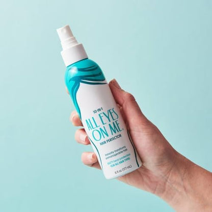 Lightweight multi-benefit leave-in mist spray nozzle close up showcasing the imported packaging