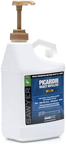 Sawyer Picaridin twenty percent insect repellent bulk lotion bottle highlighting locking pump functionality