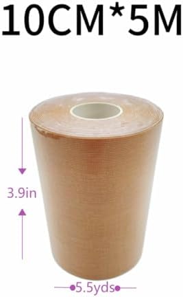 Extra wide 10cm skin color belly tape roll with measuring tool.