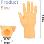 Funny miniature finger hands setup performing a comical high five gesture.