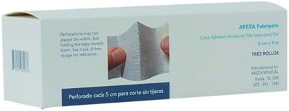 Areza Medical soft fabric surgical tape roll demonstrating two inch width dimension
