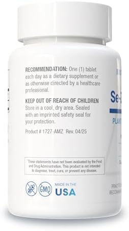 High strength whole food selenium dietary supplement bottle for thyroid health