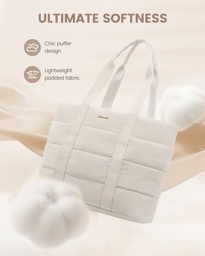 Interior view of Lovevook puffer diaper bag insulated pockets
