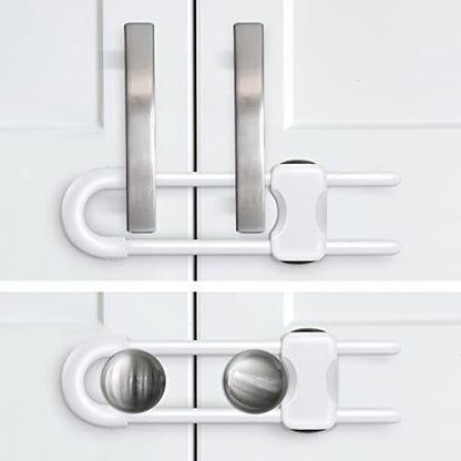 Adjustable U-shaped baby safety lock for cabinets