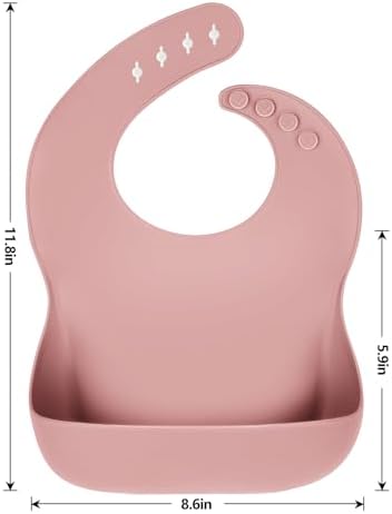 Adjustable neck strap close up view of soft food grade silicone bib