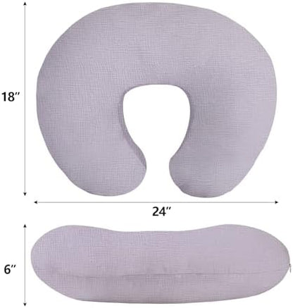 Close up of hidden zipper protection on baby nursing pillow cover