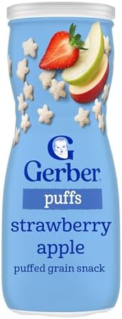 Gerber Puffs Sweet Potato flavor container product label details