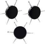 Sycooven 6 in 1 circular nail art dotting tools front view showing three black round pens with multi size metal tips.