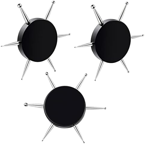 Sycooven 6 in 1 circular nail art dotting tools front view showing three black round pens with multi size metal tips.