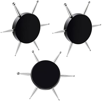 Sycooven 6 in 1 circular nail art dotting tools front view showing three black round pens with multi size metal tips.
