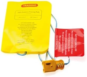 Close up of instructional diagrams on Laerdal pediatric AED trainer pads
