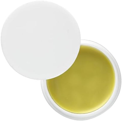 Side view of Plantain Ointment jar showing ingredients like olive oil and plantain leaf.